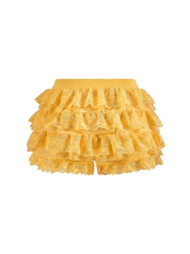 Image of Women Y2K Lace Multi-Layered Bloomers Lolita Ruffle Shorts Cute Mini Skirt