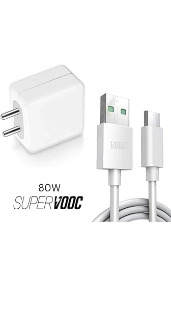Image of Original 80W Supervooc Charger for Oppo F21 Pro 5G Adapter Cable F21S Pro 5G A76 A77S A78 5G A77 A17 F17 Pro Reno10 10 Pro Reno9 Pro Adapter Original Charger Cable, White (AA106)