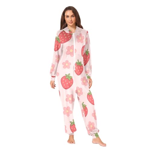 Grenouillère fraises adulte : restez bien au chaud avec ce pyjama mignon et fun.
