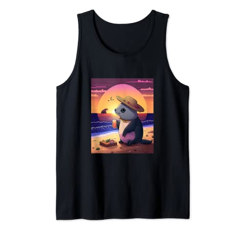 Vaquita Animal Lovers Kawaii Vaquita Beber Margarita Camiseta sin Mangas