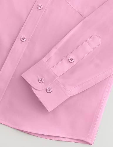 Image of Boys Long Sleeve Button-Down Dress Shirts with Tie: 2 Fabrics (Stretch /Standard) & 2 Fits (Regular /Husky)