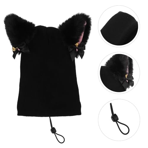 Funda de casco de esquí para mujer con orejas de gato negras y dibujos 7