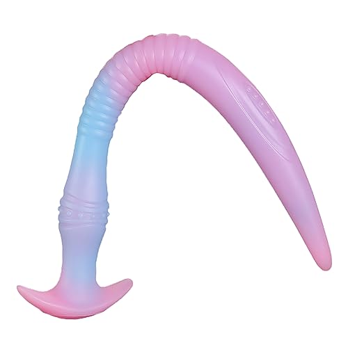 AMAZBEE Silikon Analplugs Analdildo Leuchtend Dildo Bunte Weicher Anal Training für Frauen Super Langer Buttplug Männer Paare Anal Sex Spielzeug (Powder Blue-S)