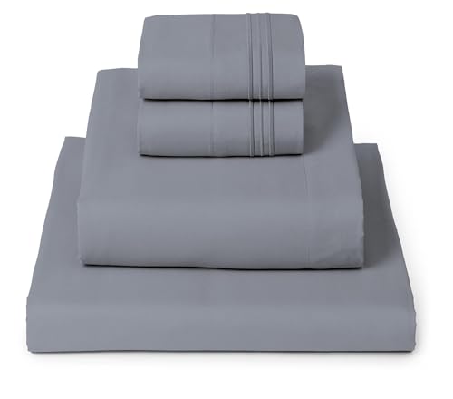 Image of Mellanni King Sheets Set - 4 PC Iconic Collection Bedding - Hotel Luxury, Extra Soft, Cooling Bed Sheets - Wrinkle, Fade, Stain Resistant (King, Mineral Gray)