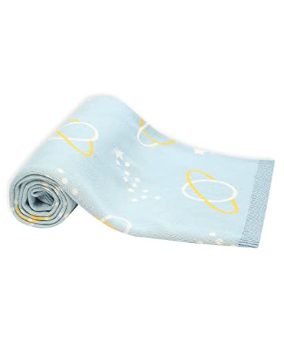 Image of Mi Arcus 100% Cotton Knitted Lightweight Soft Printed All Weather Blanket 2-6 Y -Blue