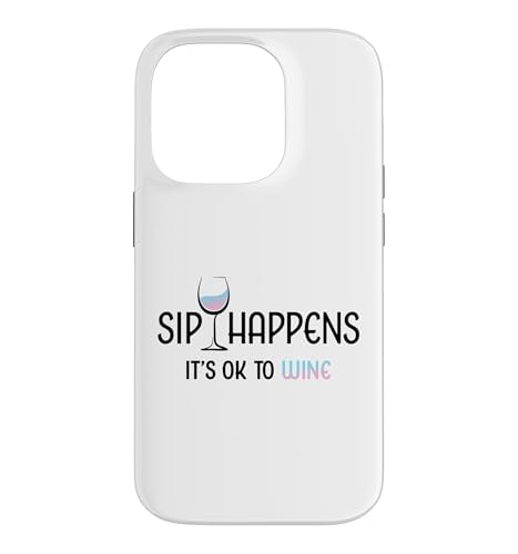 Sip Happens It's OK To Wine �������냏�C���O���X ���C���h�����N �X�}�z�P�[�X iPhone 14 Pro �p