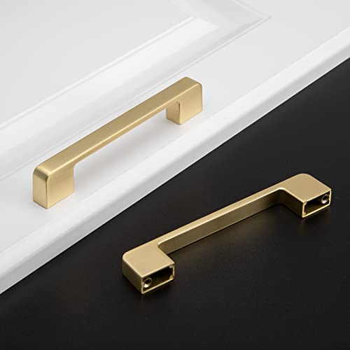 LONTAN 5 Pack Gold Kitchen Handles 128mm Hole Centers Gold Handles for Cupboards Zinc Alloy Square Drawer Pulls Cabinet Hardware - Image 4