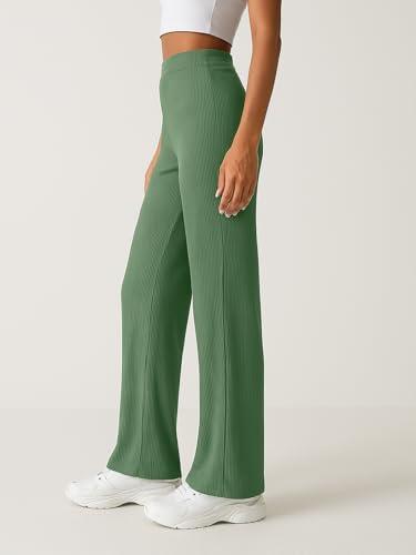 Image of Pinkmint Women's Palazzo Pants High Waist | Wide Leg Stretchable Trousers | Elastic Waist Flared Pants | Casual, Office, Travel, Lounge Stylish Comfortable Bottom Wear