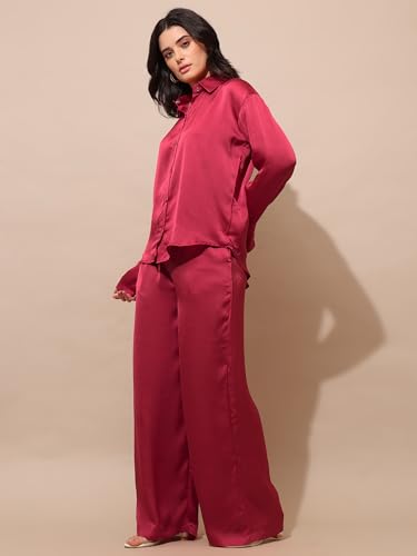 Image of PURVAJA Women's Full Sleeve Shirt & Trouser Solid Co-ords