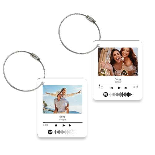 Pahdecor Llavero personalizado de Spotify,Llavero de música Spotify personalizado,llaveros personalizados con fotos, regalos para amantes,mini álbum de fotos para amantes de la música, regalo único