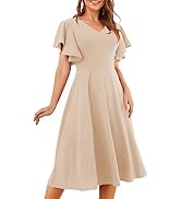 Bridesmay Casual Dresses Vintage Tea Dress Flared Sleeve Swing Party Dress