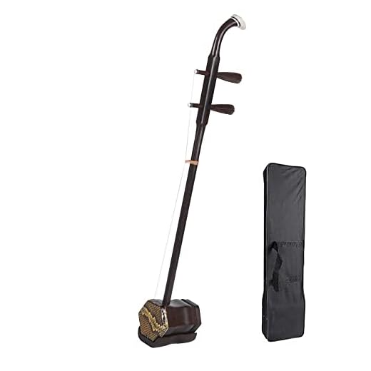 Chinese 2 Strings Violin Fiddle Erhu, Traditional National Instruments, with Bow and Accessories, Ergonomic Flat Neck, for Entry Level Case