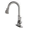 Kitchen faucet wewe single handle stainless steel brushed nickel pull down kitchen sink faucet with pull out sprayer  urban country home decor