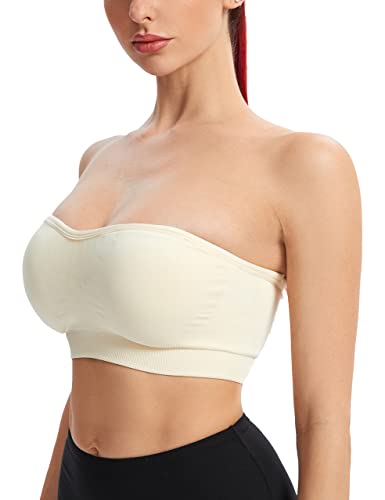 Gnowann Strapless Bras for Women Non-Slip Silicone Bandeau Bralette Seamless Wireless Strapless Bra Padded Tube Top2