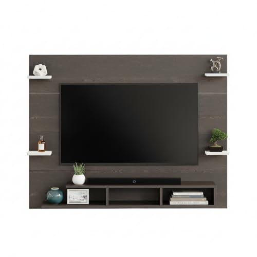 Image of FURNEASER Harrison Wall Mount TV Cabinet for Living Room | TV Unit with Back Panel, Set Top Box Stand & Display Shelves | Modern TV Rack & Entertainment Unit for 32 to 43 Inch TV (Wenge & White)