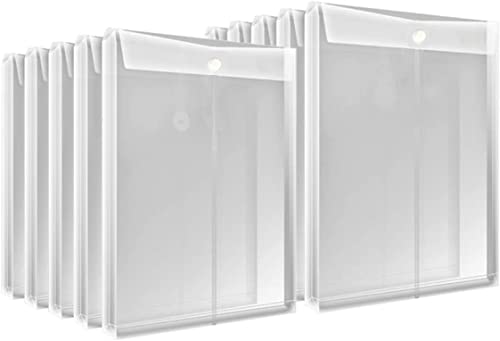 Image of A4 /Legal Document Top Opening File Bag, Transparent Envelope Holder Storage Case, Snap Button Organizer, Clear Plastic Container for Papers, Stationery -Pack of 10