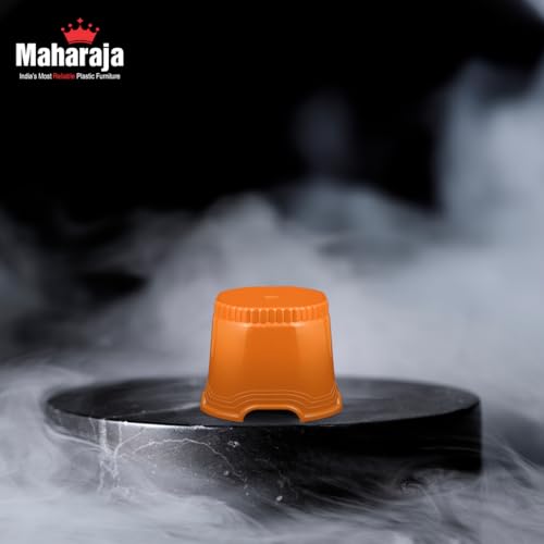 Image of MAHARAJA Neo Plastic Sitting Stool for Indoor Or Outdoor | Kitchen & Living Room (Orange, Pack of 4 (10 inch))