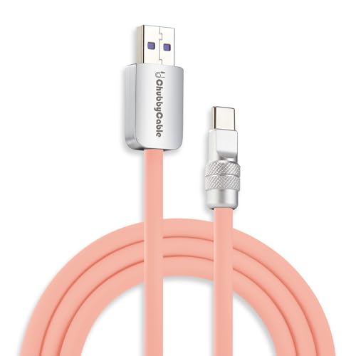 Image of chubbycable Chubby 2.0 Fast Charging Cable Durable Soft Silicone USB C Cable 120W Extra Thick Phone Charger Cord Data Transfer Cord, Pink, USB-A to Type-C, 8.2FT