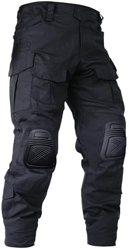 OCANXUE Tactical Pants for Men G3 Combat Pants with Knee Pads Waterproof Camo Cargo Pants for Airsoft Paintball No Belt Black 38