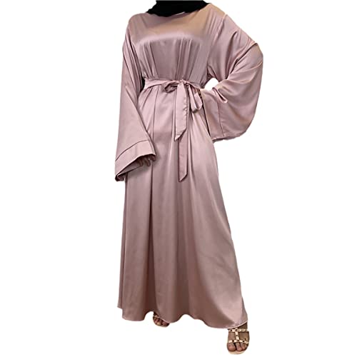 Abaya en satin rose M avec hijab | Finissez-en avec les tenues de fête inconfortables