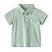 Boys Short Sleeve Pique Polo Shirts Uniform Front Button Closure Shirts Soft and Breathable Casual Tops Cute Summer Clothes Green 18-24 Months
