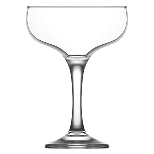 Lav Coupe Cocktail Glasses Sets - Champagne Coupe Glasses With Colored And Cleared Rims 8 Oz Set Of 6- Manhattan & Martini Glasses For Cocktails, Mothers Day Gifts - Made In Europe #TOP5