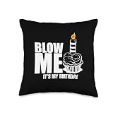 It's My Birthday Blow Me Cake Joke Funny Gift Throw Pillow