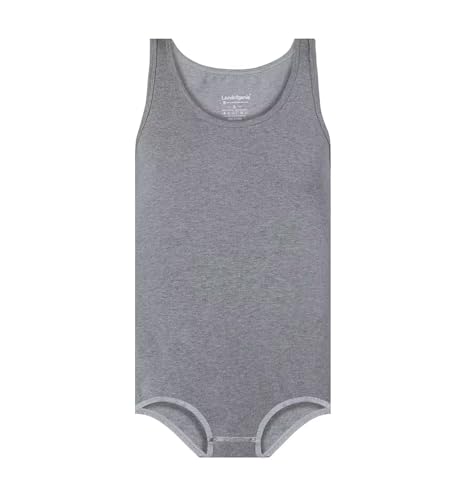 Landofgenie Macaquinho masculino de algodão sem mangas liso de uma peça para homens, Cinza, 3X-Large