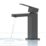 Matte Black Bathroom Sink Faucet-KANARY Bathroom Sink Faucet Lead Free Solid Brass Body Modern Single Handle Basin Mixer Taps (Matte Black)