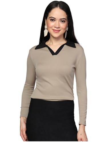 Image of Selvia Women's Trendy Ragular Fit Western Top, Ribbed Lycra TN-Shirt for Woman Stylish.