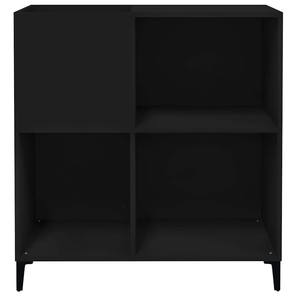 Szafka panelowa, czarna, materiał drewnopochodny, 84,5 x 38 x 89 cm, z metalowymi nogami, szafka do salonu, biura i małych pomieszczeń, stabilna szafka z górną płytą do gramofonu