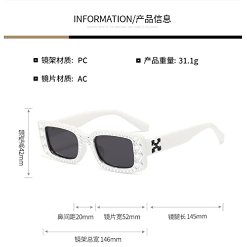 Sparkling Crystal Sunglasses Square Plated Fake Diamond X Wide Leg Sunglasses UV Resistant Outdoor Sports Sunglasses (White Frame Black Grey Flakes)2