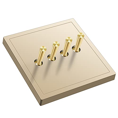 Moddeny 86 Wandtyp Gold-Kipplichtschalter 1-4 Gang 2-Wege-Dual-Control-Hebel-Kippschalter Retro-Kippschalter 10A Dual-Control-Zwischen-Kippschalter für Büro, Studium, Zuhause Cover