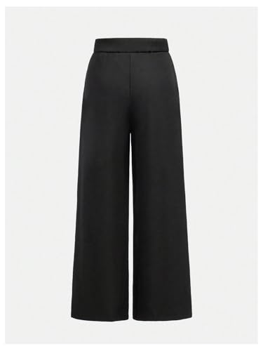 Image of OYOANGLE Girl's Pleated Wide Leg Pants Button Zipper Fly High Waisted Long Trousers with Pocket