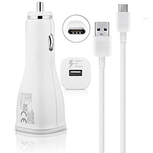 VOLT+ Turbo 15W 2Pack Car Chargers Compatible with Google Nexus 6P with Quick Charging 2 Detachable Hi-Power USB Type-C Cable! (1.2M White)