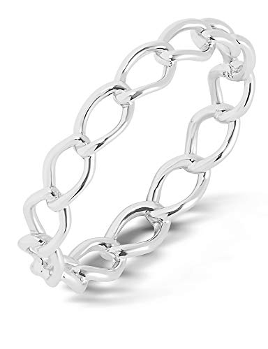 MILLA Open Link Chain Rings for Women - Cute Simple Gold Rings or 925 Sterling Silver Rings - 14k Gold Plated Ring, Preppy Trendy Rings (Sterling Silver, Size 6)