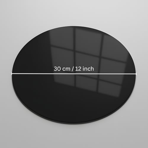 Image of SMILEDRIVE White & Black Reflective Acrylic Display Table Risers, Set of 2 | 30 cm Diameter, Round Shape, Professional Product Photography