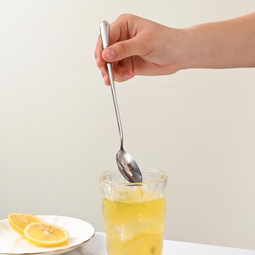 DEHOV 7.5 Inches Stainless Steel Iced Tea Spoons,Set Of 8 Long Stirring Spoons For Coffee,Cocktail,Ice Cream,Long Handle Iced Teaspoons,Latte Spoons For Mixing