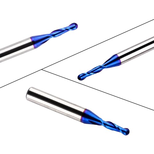 Image of 1 /4 inch Shank CNC Router Bits 1 /8 inch Cutting Dia Ball Nose Spiral End Mill 2PCS