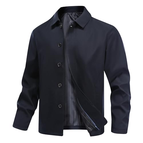 Allthemen Blouson Décontractée Homme Couleur Uni Vest de Transition Ample Boutonné Jacket Léger Coupe-Vent Sport Navy L