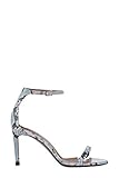  L\'AUTRE-CHOSE Sandalen, Modell Pythonprint, Höhe Absatzhöhe 8,5 cm, schmale Liste, vorne, verstellbarer Knöchelriemen mit Metalldetail, goldfarbene Einlegesohle, Blau - hellblau - Größe: 37 EU