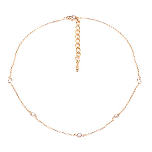 chelseachicNYC Five Cubic Zirconia Crystal Accent Chain Choker Gold