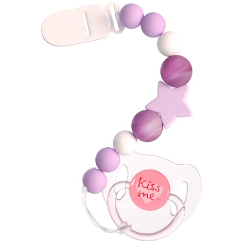 Aori Magnetic Pacifier for Reborn Baby Dolls with Pacifier Clips Reborn Babies Accessories Set for Kids Purple