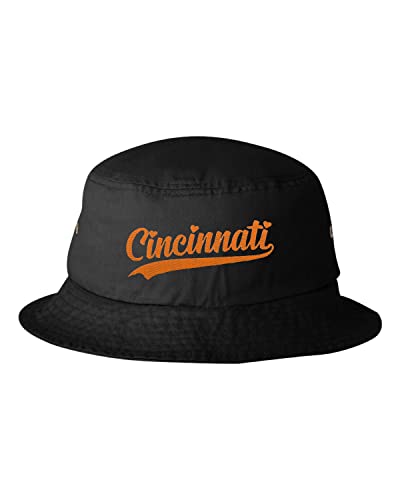 Go All Out One Size Black Bucket City of Cincinnati Ohio Pride Fashion Script Embroidered Cap Dad Hat