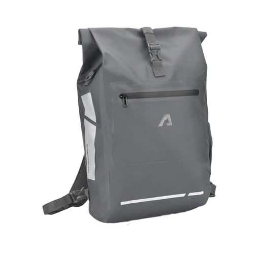 Alpensattel 3-in-1 Fahrradtasche 25 L Gepäckträgertasche Rucksack & Umhängetasche wasserdicht reflektierend robust ideal für E-Bike & Alltag in Blau Grau & Schwarz (Grau)
