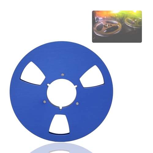 1/4 10.5 Inch Empty Takeup Reel,3 Hole Reel to Reel Recording Empty Take Up Tape,Aluminum Alloy Universal Opening Machine Part Sound Tape Takeup Reel for Pioneer (Blue)