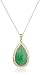 14k Yellow Gold Green Jade Teardrop Greek Key Pendant Necklace