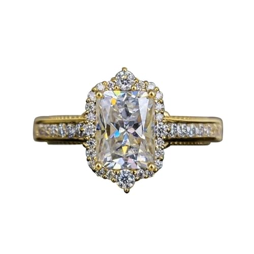 Gold Plated Rectangular Cubic Zirconia Luxurious Engagement Rings Wedding Bridal Band Promise Rings Evening Parties Anniversary Valentine's Day Gifts Eternity Bands for Women2