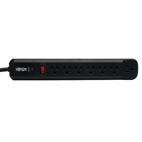 Surge Protector, LED, Black, 7 Outlets, NEMA 5-15R, 15 A, 120 V, NEMA 5-15P, 1.2 m