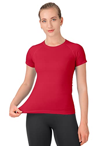 Image of MathCat Seamless Workout Tops for Women Short Sleeve Yoga Running Shirts,Breathable Athletic Compression Shirt Women XS-XL